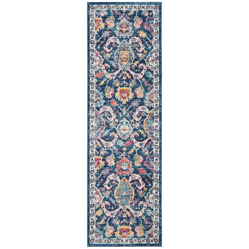 Evoke EVK255 Power Loomed Runner Rug - Navy/Fuchsia - 2'2"x7' - Safavieh.