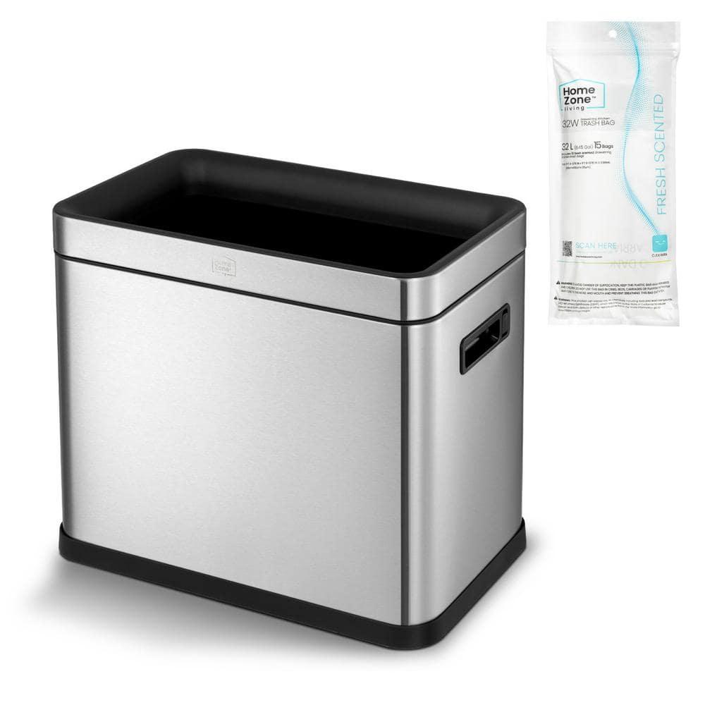 Home Zone Living Steel Open Kitchen Trash Can - 8.7 Gallons