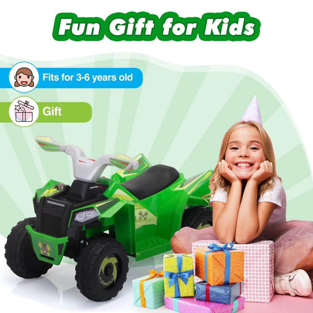 Jaxpety Kids ATV, 6V 4 Wheeler Electric Quad Car Ride on Toys with Trailer, Bluetooth, Music, Horn, Green