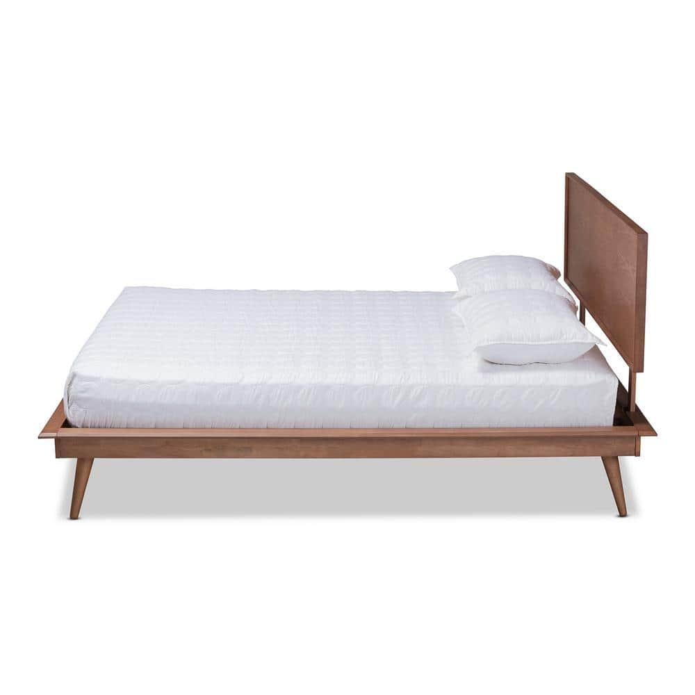 Baxton Studio King Karine Finished Wood Platform Bed Brown: Rubberwood Frame, No Box Spring Needed