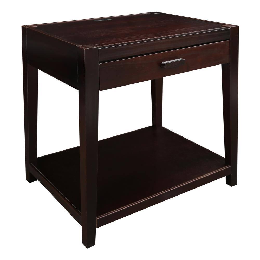 Casual Home Notre Dame Nightstand with USB Port, Espresso