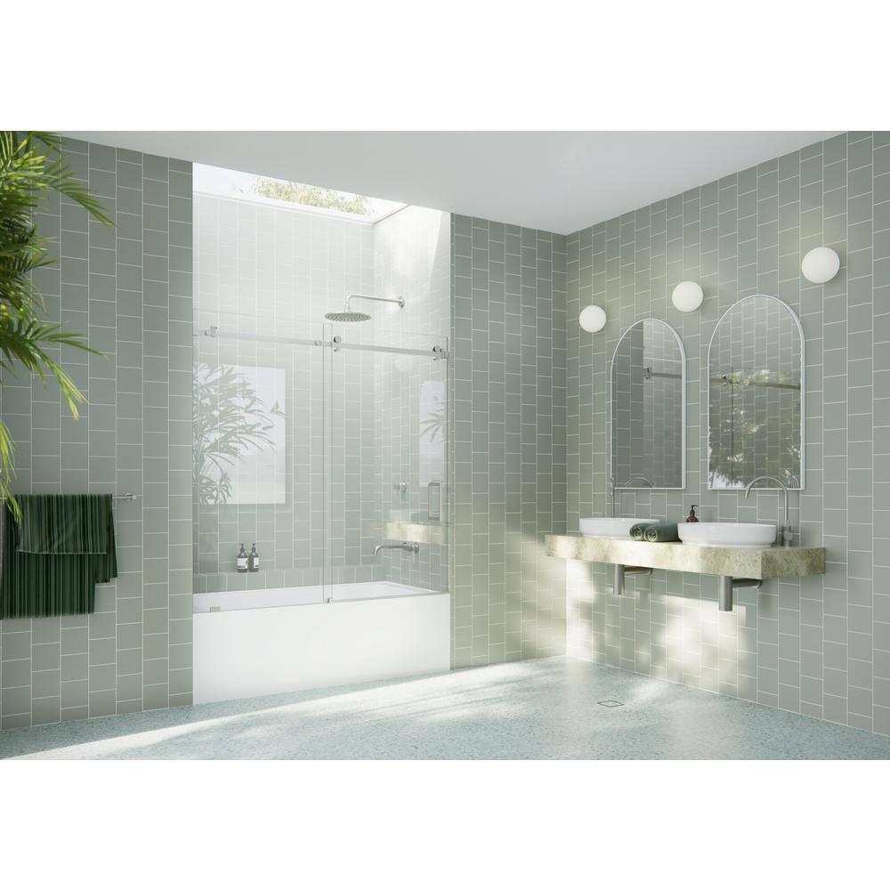 Astro 56 in. - 60 in. x 60 in. Frameless Sliding Bathtub Door