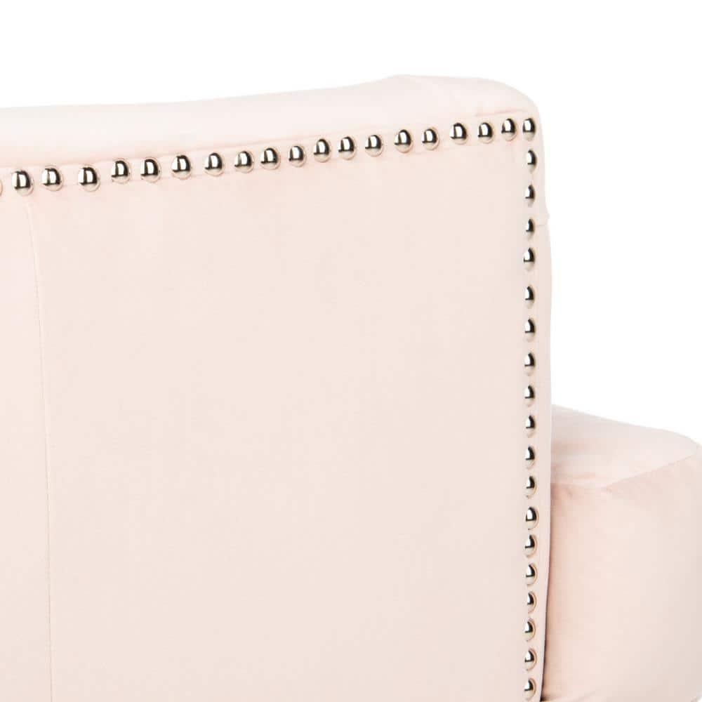 SAFAVIEH Colin Industrial Tufted Club Chair with Casters, Blush Pink/White Wash