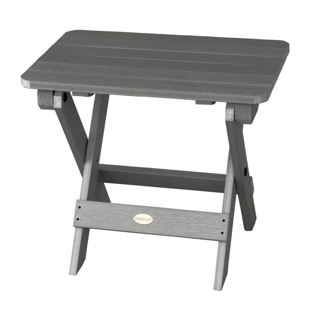 Folding Adirondack Side Table Coastal Teak Gray- Highwood: Weather-Resistant, 304-Grade Stainless Hardware, No Assembly Required