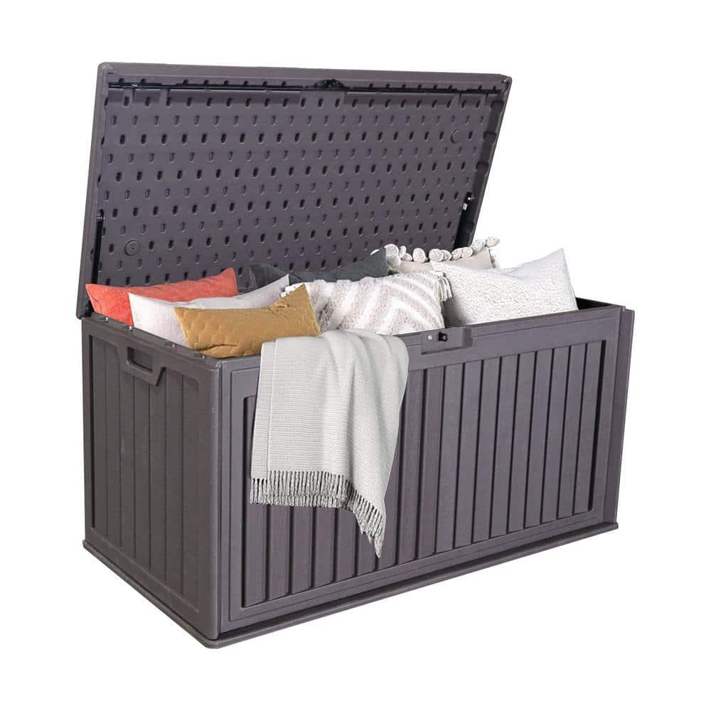 Zolyndo 100 Gallon Waterproof Outdoor Storage Box, Outside Resin Deck Box for Patio Cushions