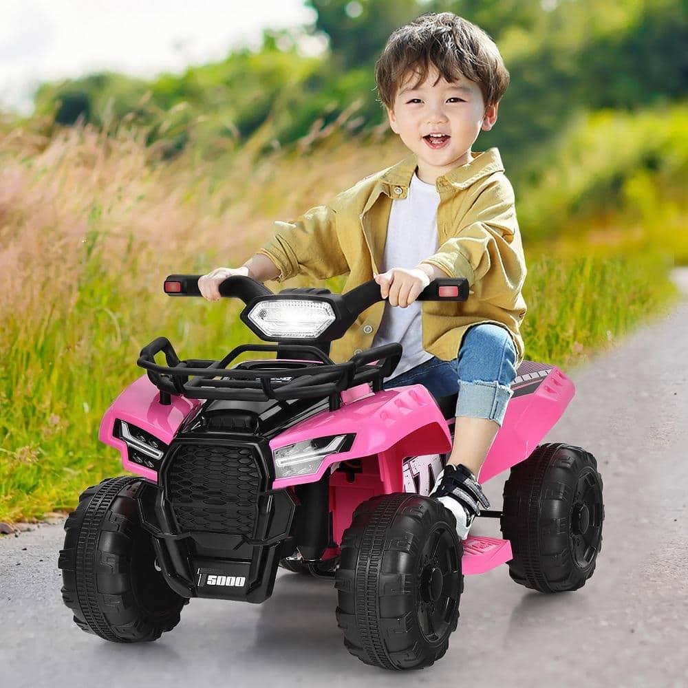 Costway 6V Kids ATV Quad Electric Ride On Car Toy Toddler with LED Light MP3 Pink