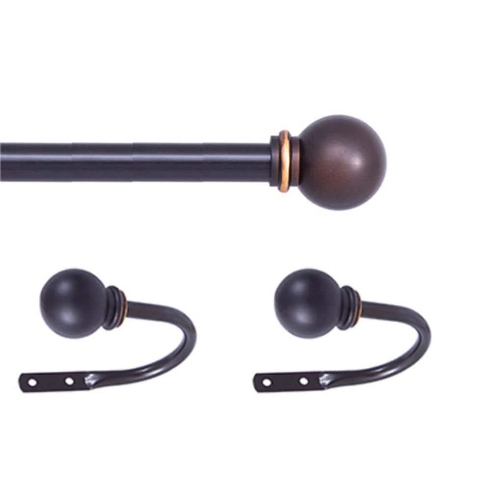Kenney Berkley Ball End Curtain Rod & Holdback Set, 28-48" and 48-86" Adjustable Lengths, 5/8" Dia. Steel Tube