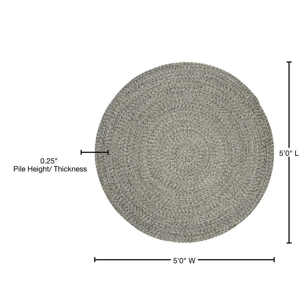 Braided BRD256 Hand Woven Indoor Area Rug - Ivory/Steel Grey - 5' Round - Safavieh