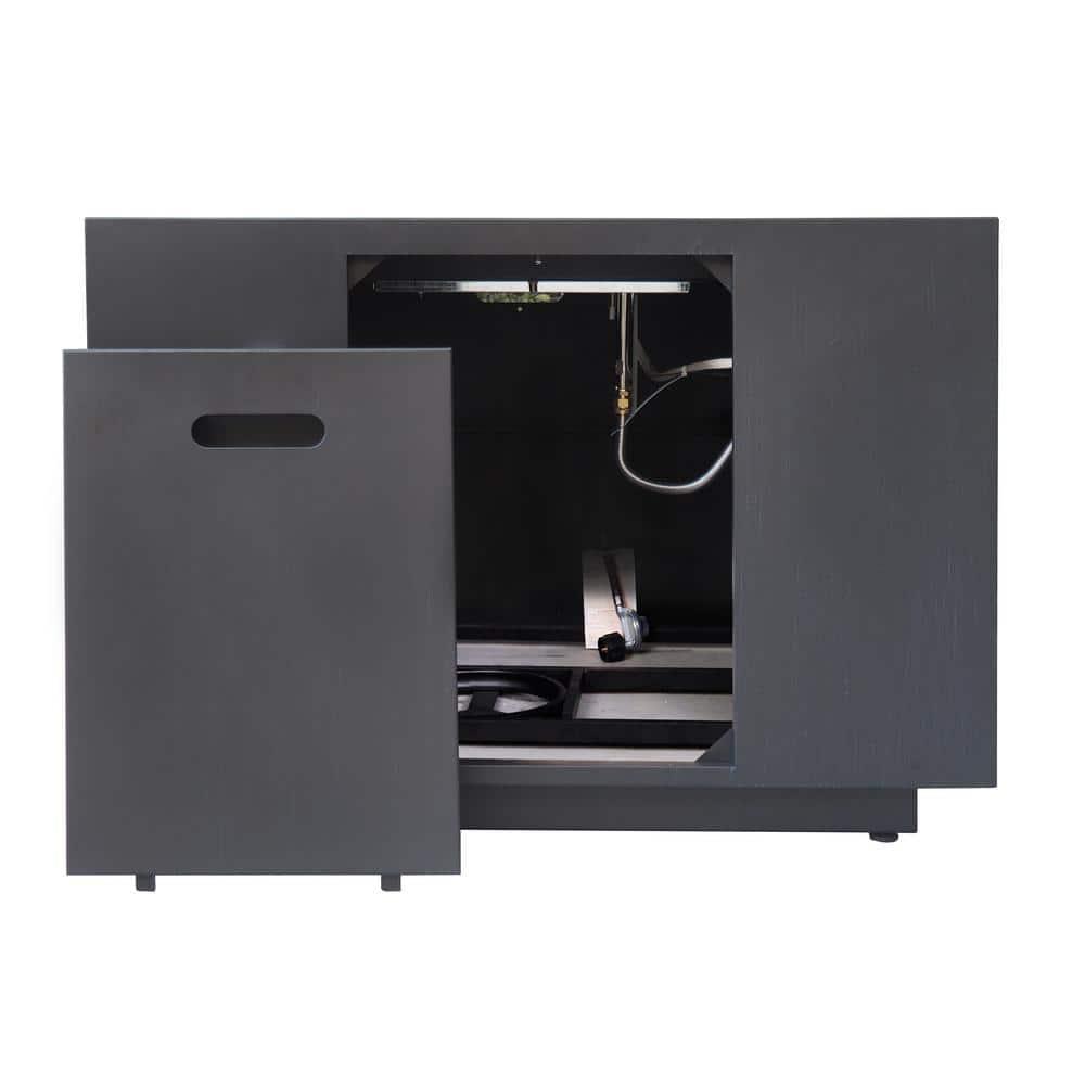 Outdoor Iron 33 Inch Square Fire Pit - 50,000 BTU, Grey