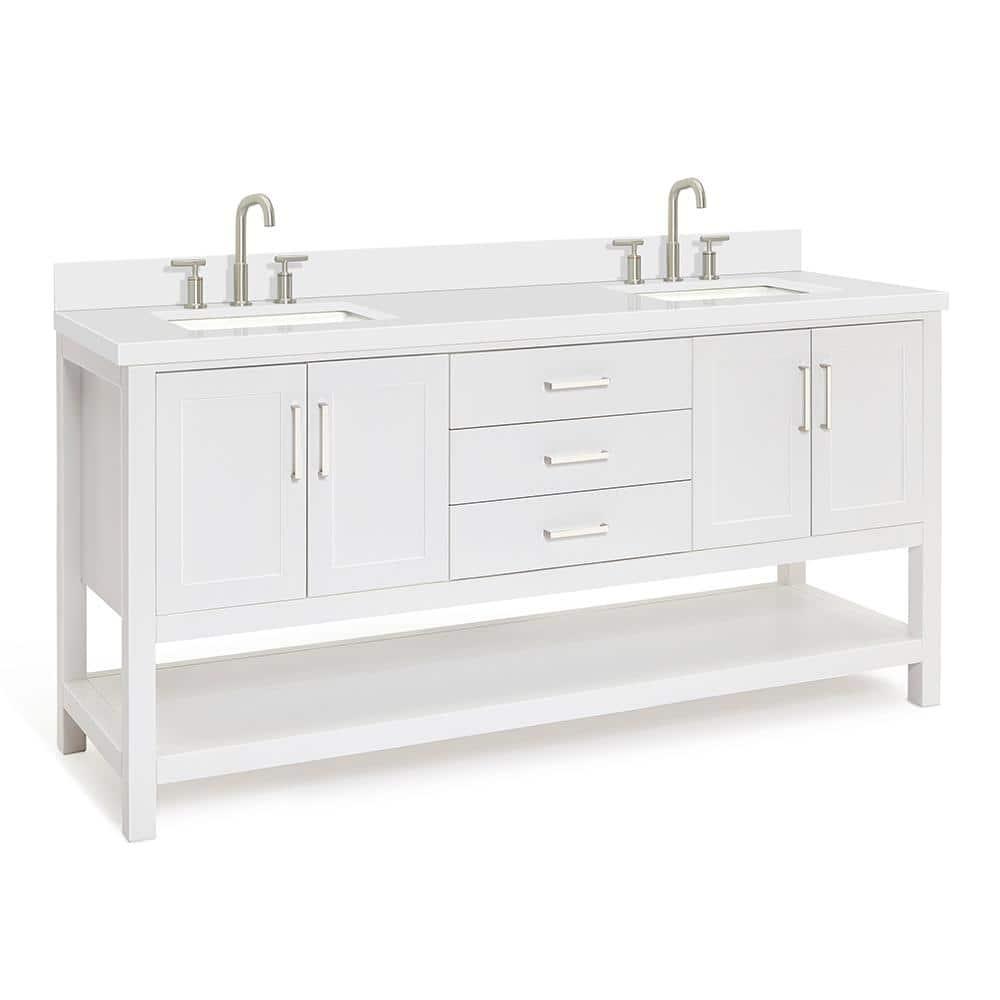 Ariel S073dwqrvo Magnolia 72" Free Standing Double Basin Vanity Set - White / Pure White