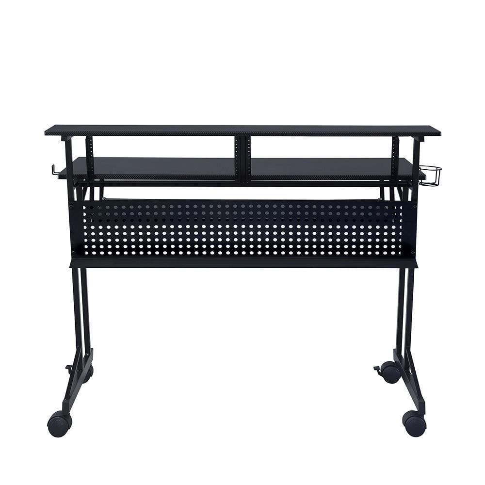 Acme Furniture Suitor Computer Desk Black: 38" Height, Metal Frame, Veneer Surface, Hutch Storage