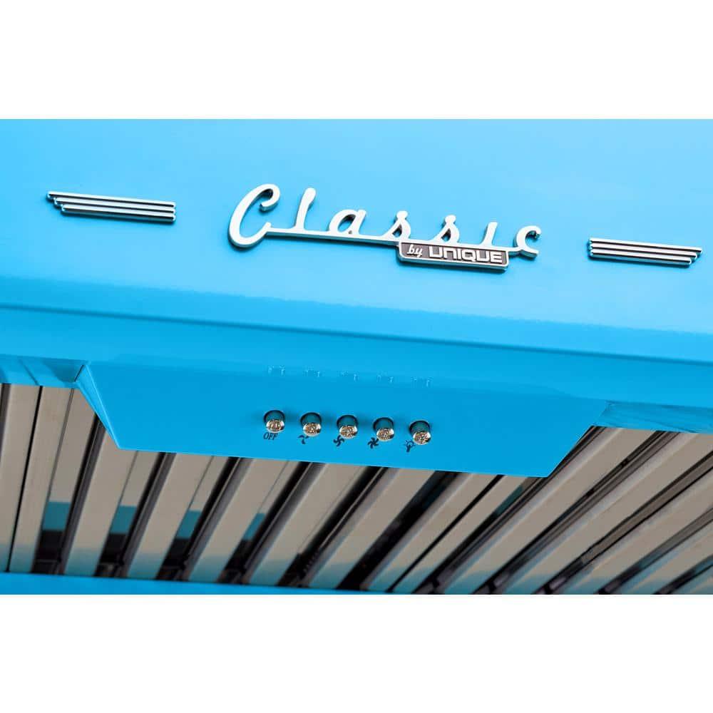 Classic Retro 24" 500 CFM Ducted Under Cabinet Range Hood with Stainless Steel Baffles and Light