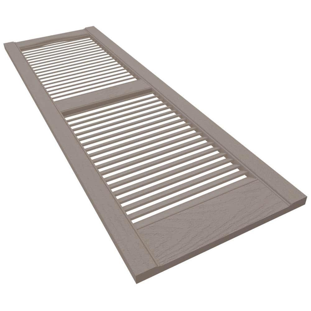 12 in. x 31 in. Louvered Vinyl Exterior Shutters Pair in Clay