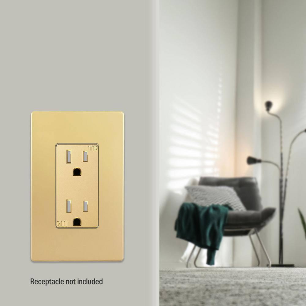 ENERLITES Elite Series Screwless Decorator Wall Plate, Child Safe Outlet Cover, Gloss Finish, Standard Size 1-Gang, Unbreakable Polycarbonate Thermoplastic, Gold