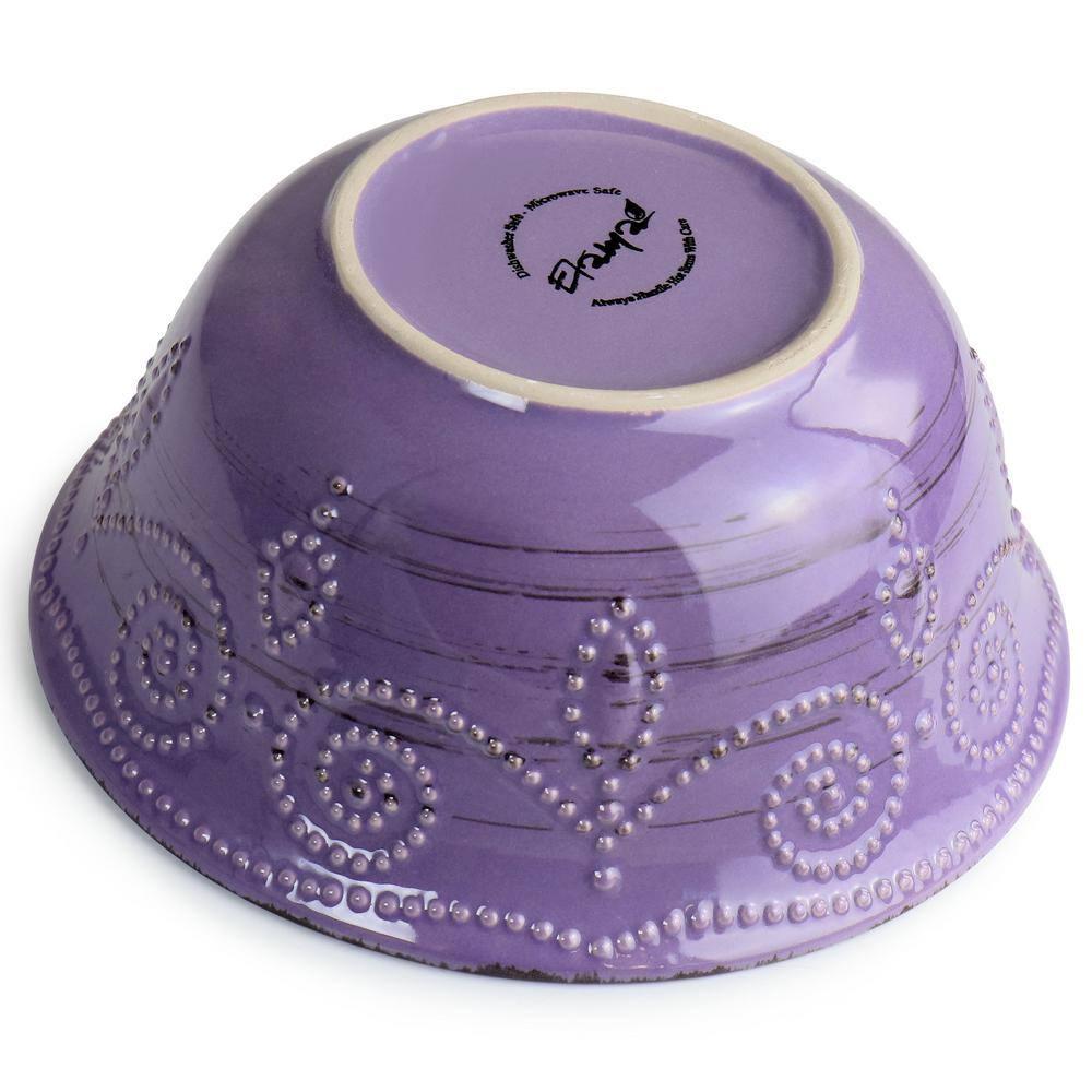 Elama Rustic Birch 16 Piece Stoneware Dinnerware Set in Purple