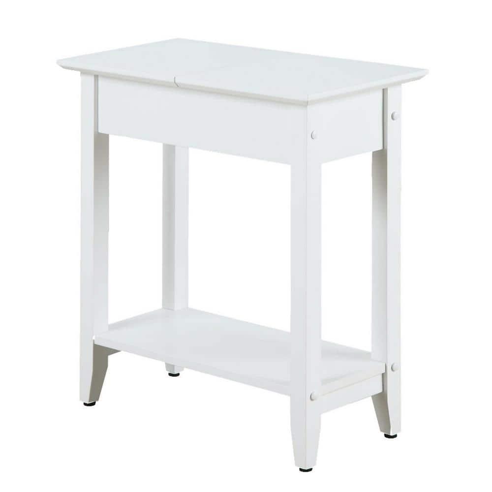 Convenience Concepts American Heritage Flip Top End Table with Shelf, White