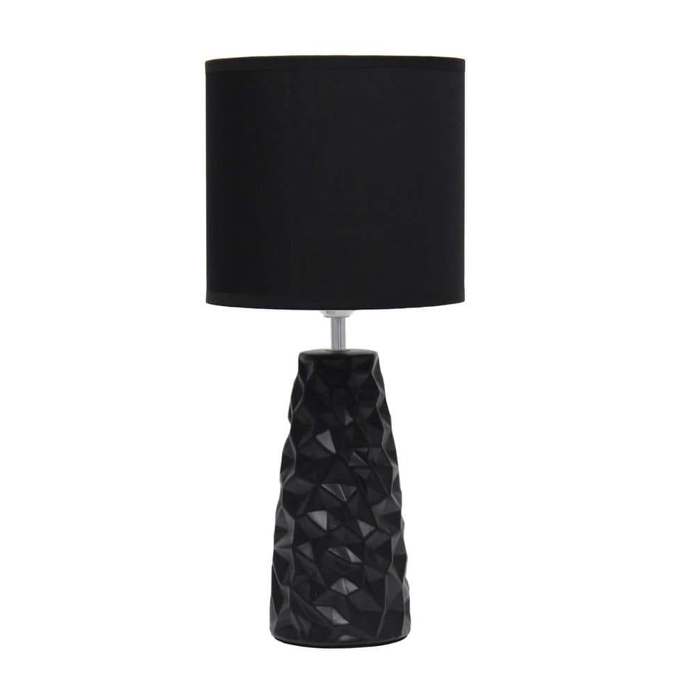 Sculpted Ceramic Table Lamp Black - Simple Designs: Modern Bedside Light, ETL Listed, No Assembly Required