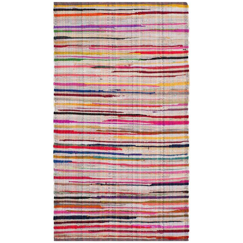 Rag Rug RAR240 Hand Woven Indoor Accent Rug - Ivory/Multi - 2'6"x4' - Safavieh.