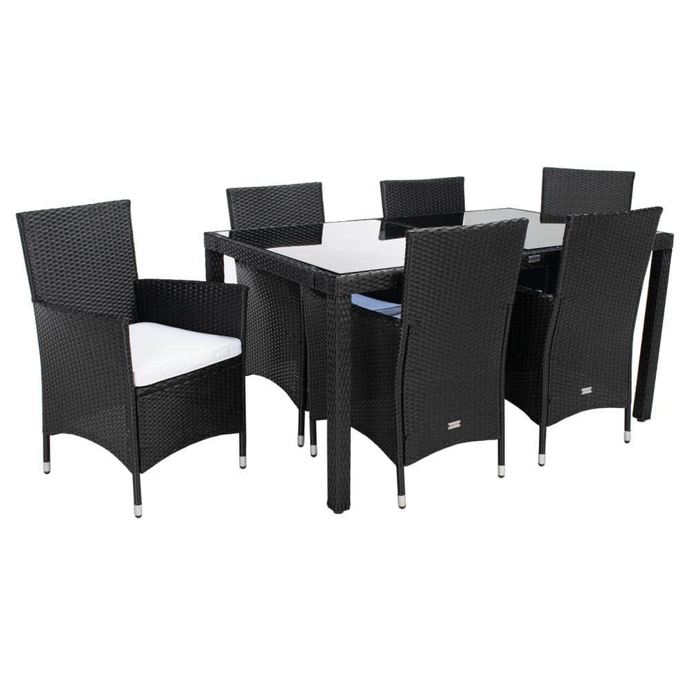 Jolin 7 Pc Dining Set - Outdoor - PAT7706 - Black/White - Safavieh