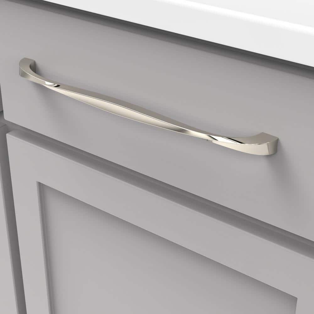 Hickory Hardware 1 Pack Solid Core Kitchen Cabinet Pulls, Luxury Cabinet Handles, Hardware for Doors & Dresser Drawers, 12 Inch Hole Center, Polished Nickel, Twist Collection