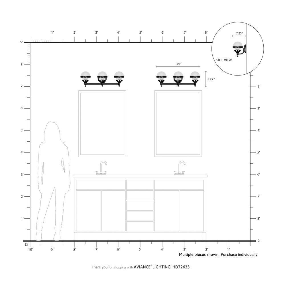 Livex Lighting Oldwick 3 - Light Vanity in  Polished Black Chrome