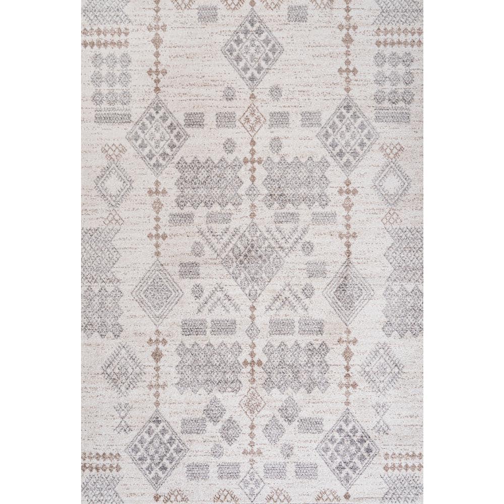 8'x10' Bhalil Berber Diamond Geometric Area Rug, Beige/Gray - JONATHAN Y