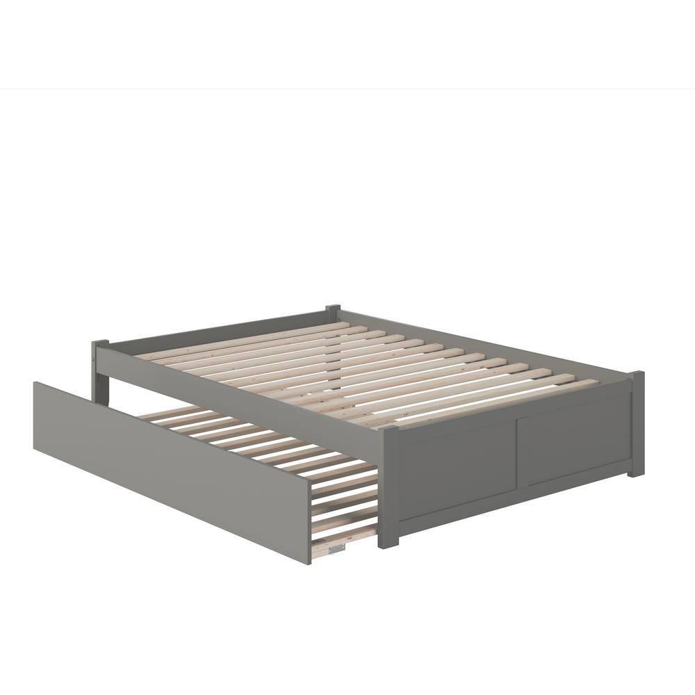 AFI Concord Queen Platform Solid Wood Panel Bed with Trundle in Grey