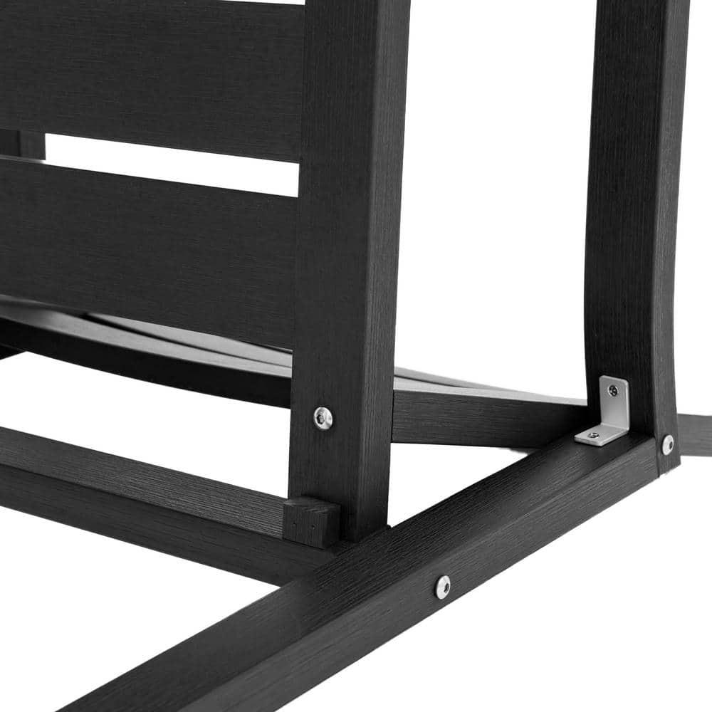 Black Square-Leg Plastic HDPS Outdoor Dining Chairs All-Weather Indoor Outdoor Patio Dining Chairs with Armrest(4-pack)