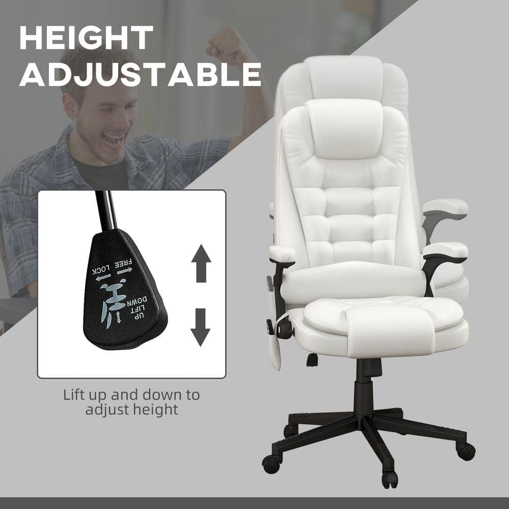 HOMCOM High-Back Massage Office Chair, Heated Reclining Computer Chair with Remote, White