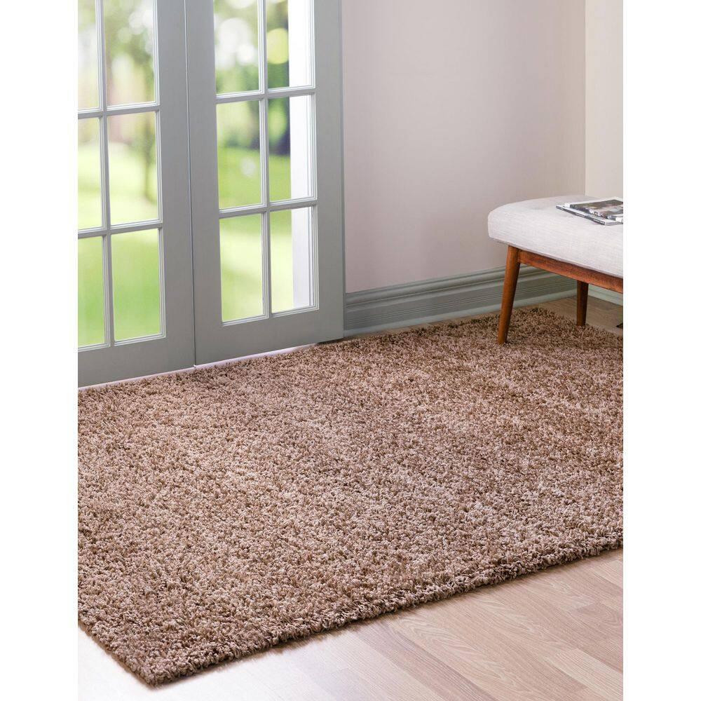 Unique Loom 9' 0 x 12' 0 Rectangle Solid Shag Sandy Brown Area Rug