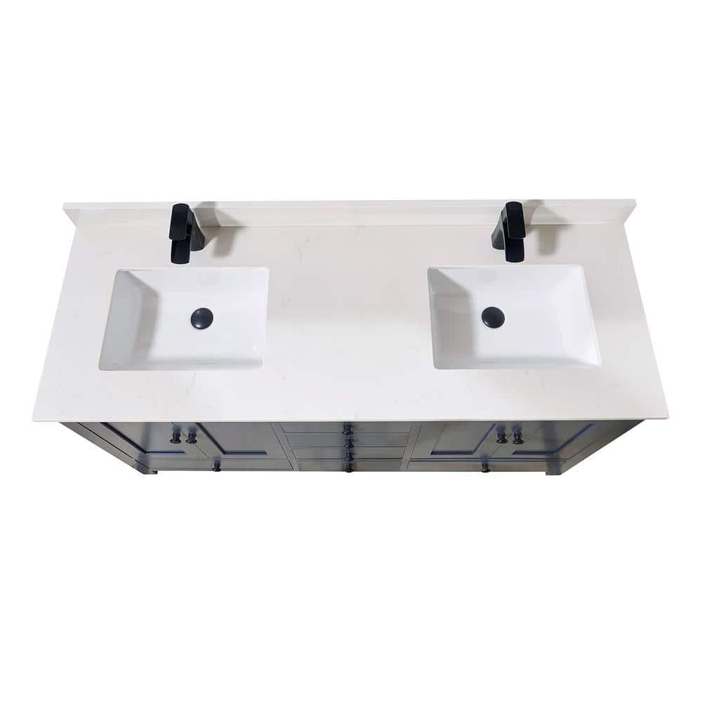 Altair 61'' Composite Double Bathroom Vanity Top with Sink