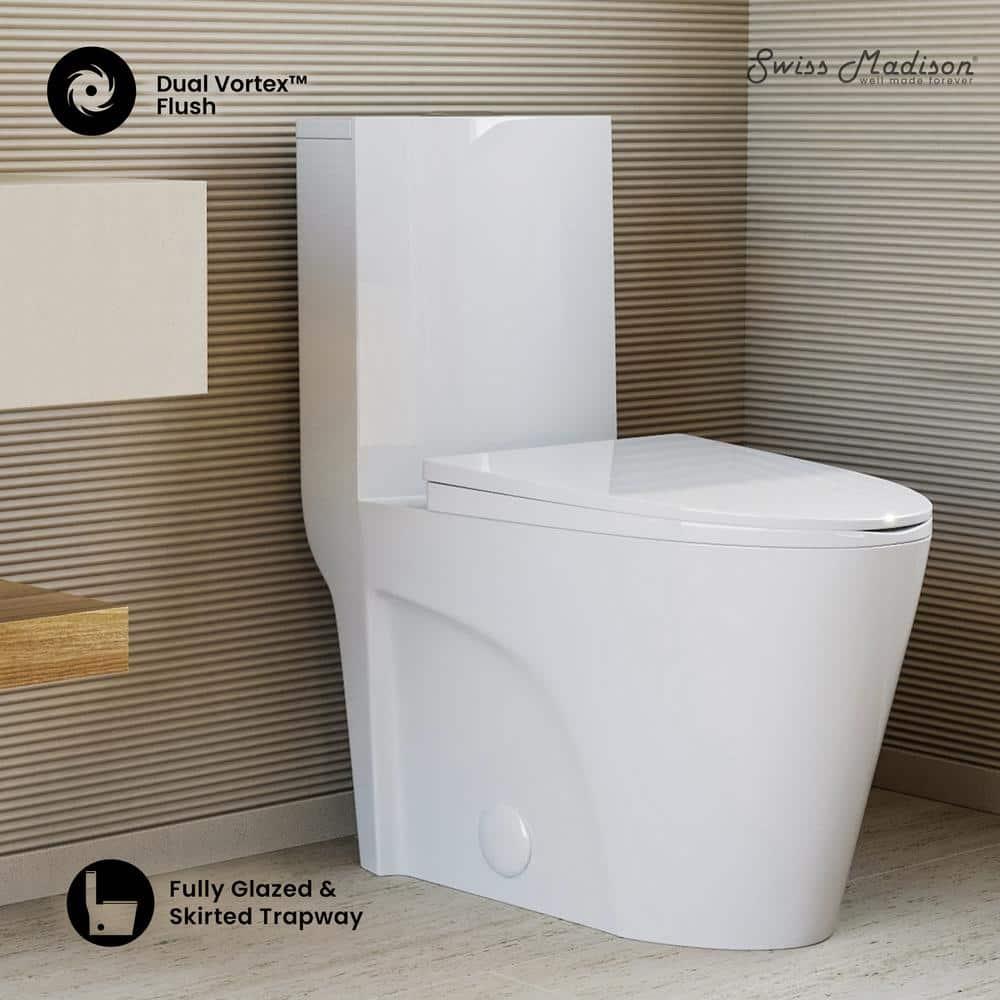 St. Tropez One Piece Elongated Toilet Dual Vortex Flush 1.6 GPF
