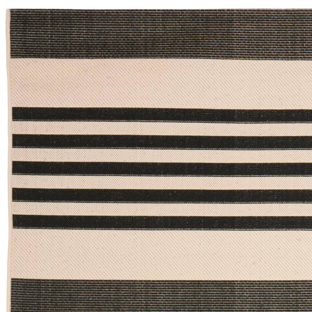 SAFAVIEH Courtyard Caroline Striped Indoor/Outdoor Area Rug, Black/Bone, 9' x 12'