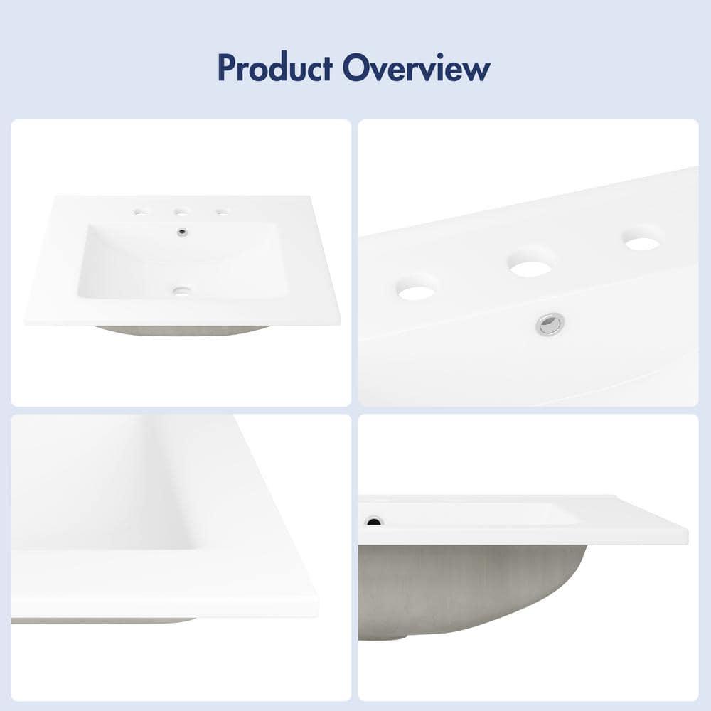 Tucson 24" W x 18" D Vitreous China Vanity Top Sink in White (Sink Only, w/o Vanity)