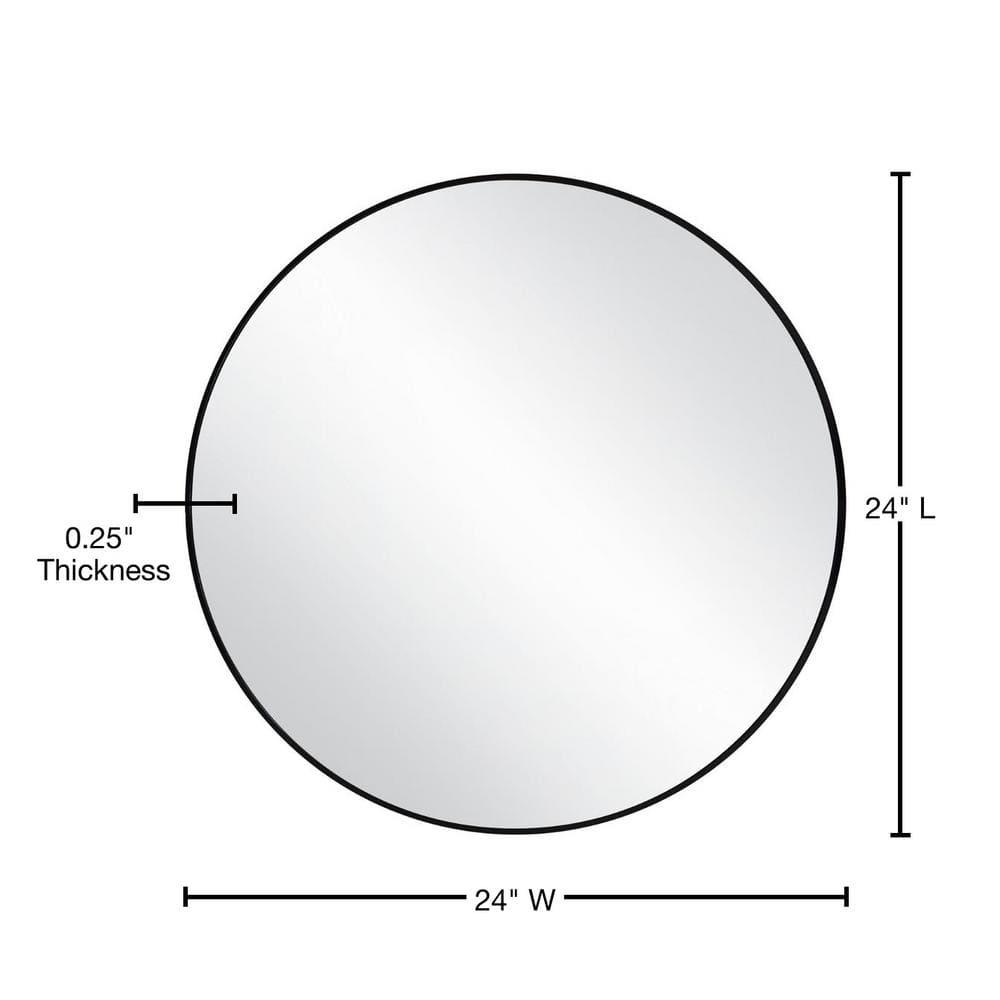 23.5 in. W x 23.5 in. H Metal Framed Flushmount Round Decorative Accent Bathroom Vanity Mirror with Black Frame