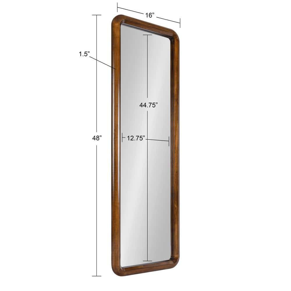 16" x 48" Pao Full Length Wall Mirror Walnut Brown - Kate & Laurel All Things Decor