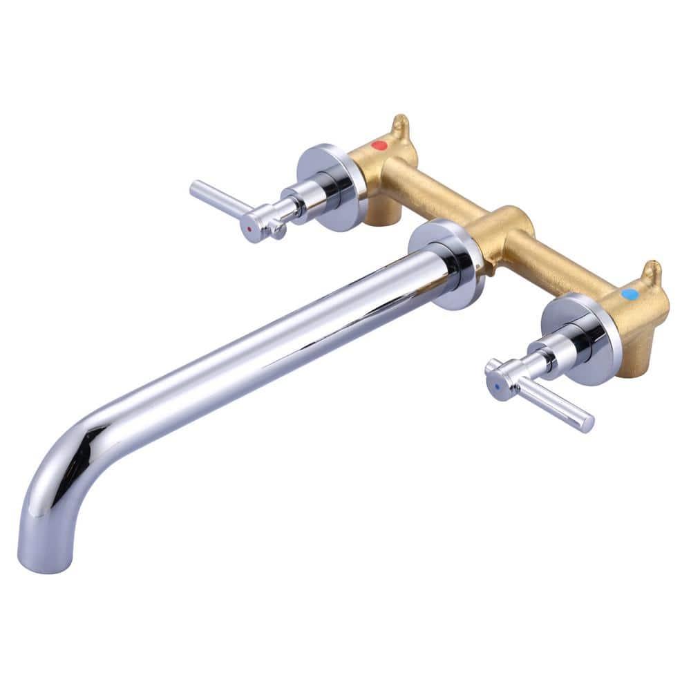 2-Handle 2-Hole Wall Mounted Bathroon Sink Faucet In Spot Resist (Valve Included)
