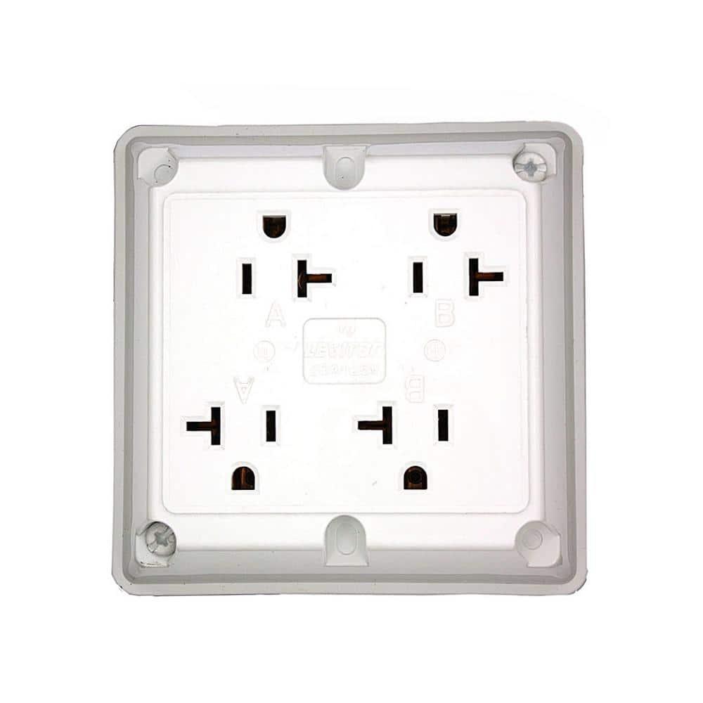 Leviton 21254-W 4-In-1 Quad Receptacle Industrial Grade 5-20R 20A 125V - White