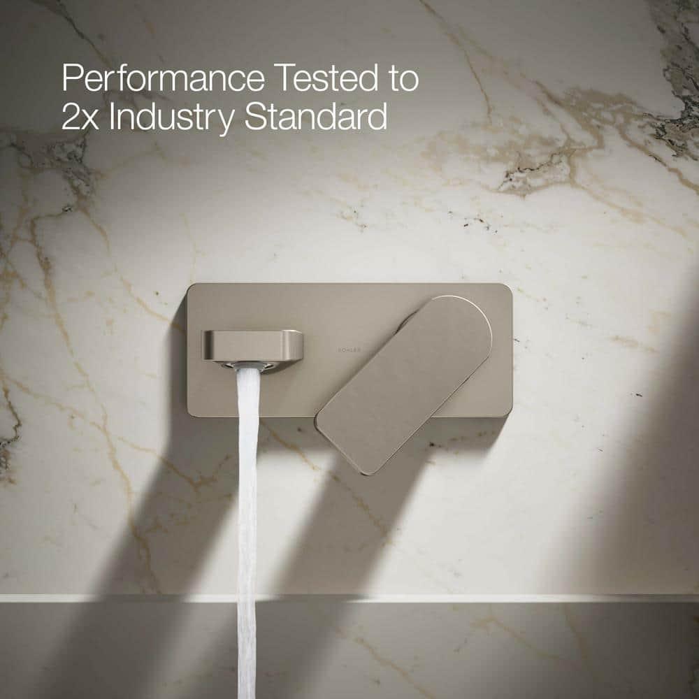 Brushed Nickel Wall-Mount Single-Handle Bathroom Faucet
