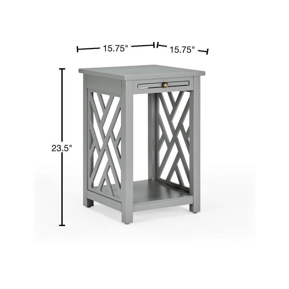 Alaterre Furniture Coventry Wood End Table with Tray Shelf and Bottom Shelf, Gray