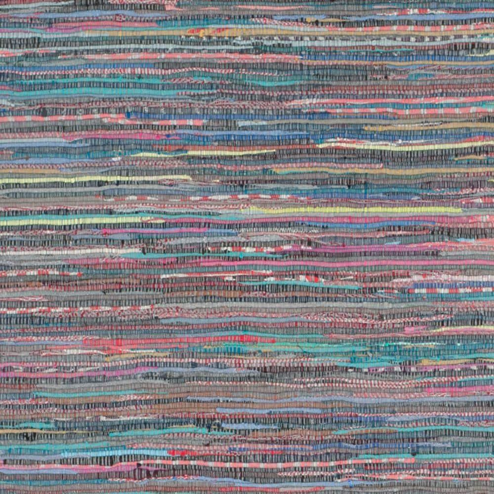 Rag Rug RAR121 Hand Woven Indoor Area Rug - 8'x10' - Aqua/Multi - Safavieh