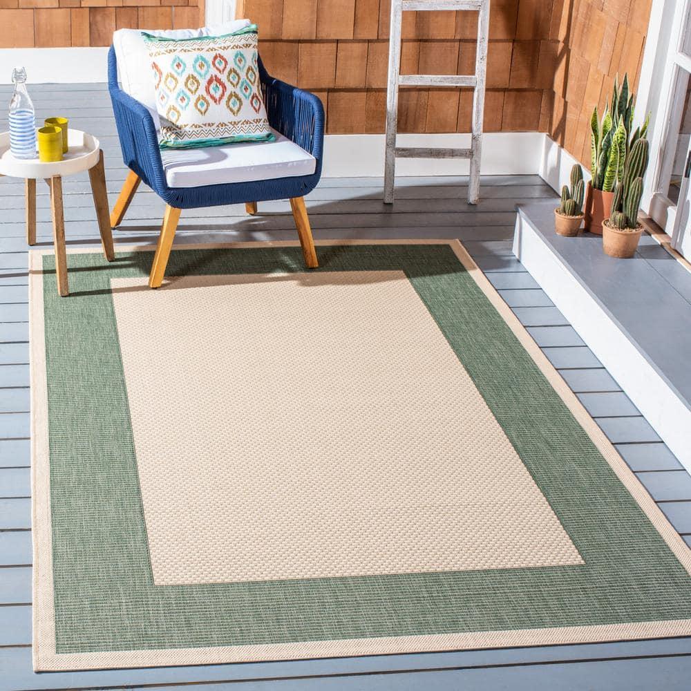 Courtyard CY7987 Power Loomed Indoor/Outdoor Accent Rug - Beige/Dark Green - 2'x3'7" - Safavieh..