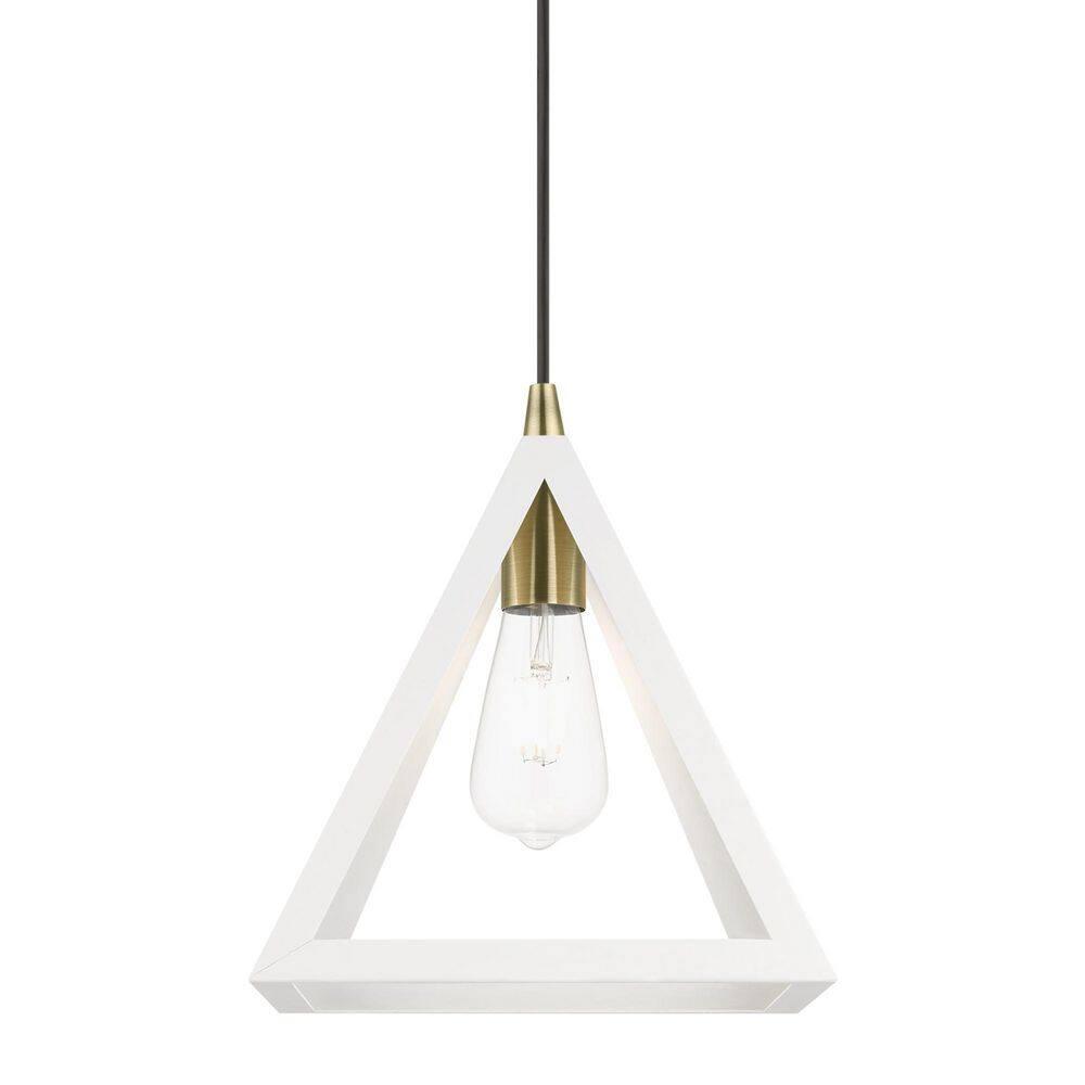 Livex Lighting Pinnacle 1 - Light Pendant in  Textured White/Antique Brass
