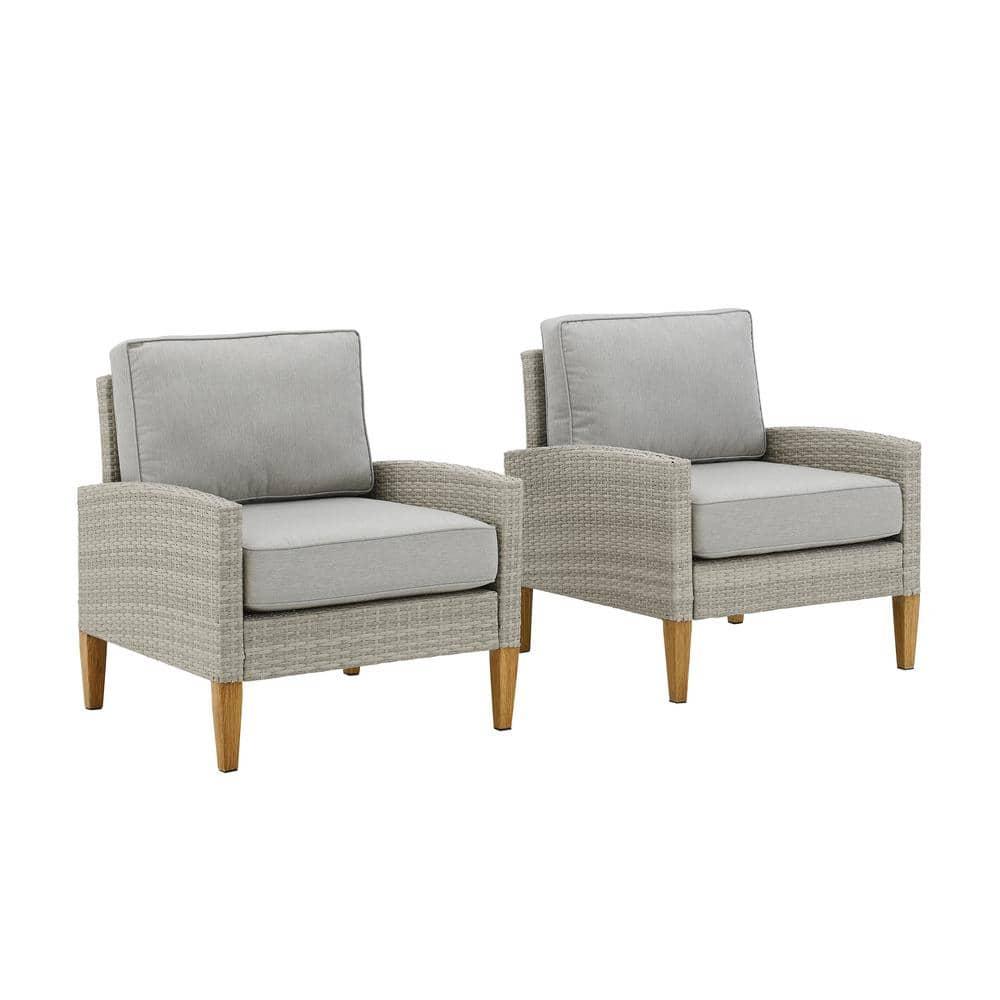 Capella Outdoor Wicker 2 Pc Chair Set Gray/Acorn - Crosley
