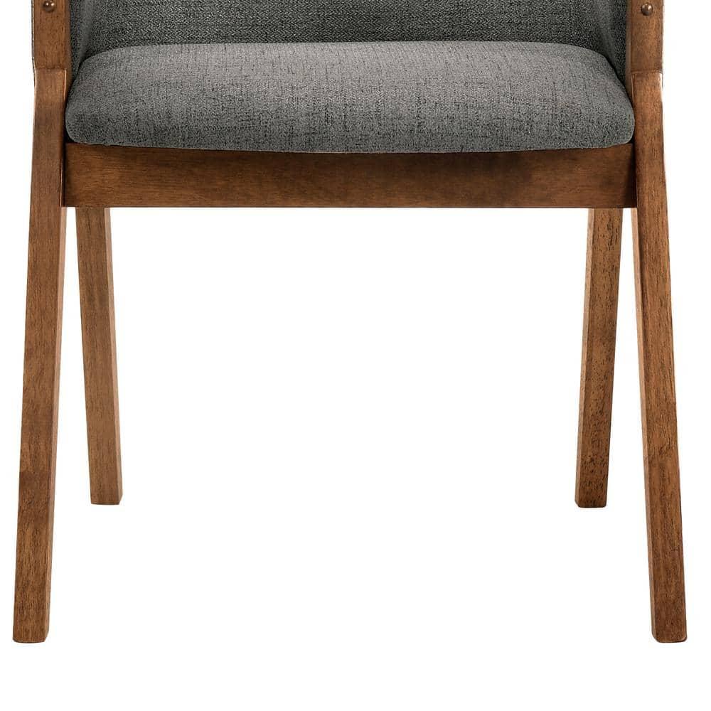 Armen Living Renzo 18" Wood Dining Side Chairs in Charcoal/Walnut (Set of 2)