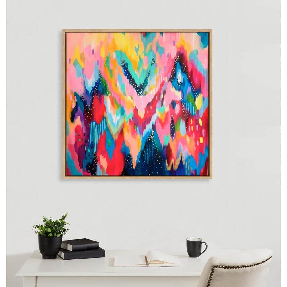30" x 30" Sylvie EV Brushstroke 100 Framed Canvas Gold - Kate & Laurel All Things Decor: Modern Wall Canvases for Living Room