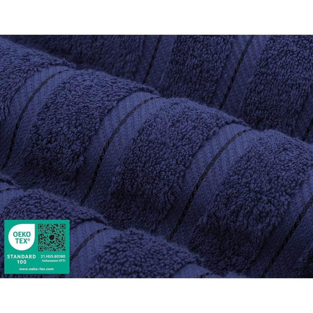 American Soft Linen 6 Piece Towel Set, 100% Cotton Bath Towels for Bathroom, Navy Blue