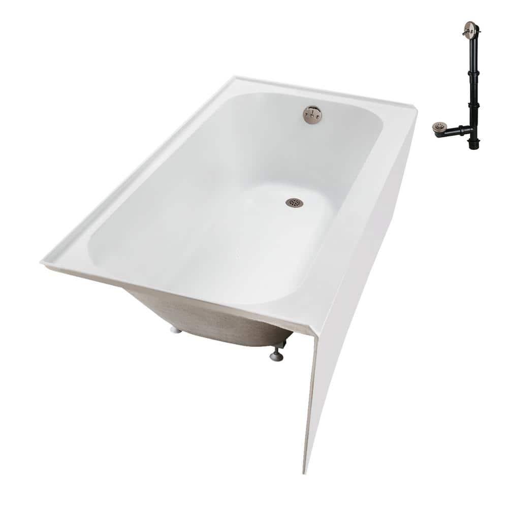 Streamline 60 in. x 30 in. Acrylic Right-Hand Drain Alcove Bathtub in Glossy White With External Drain