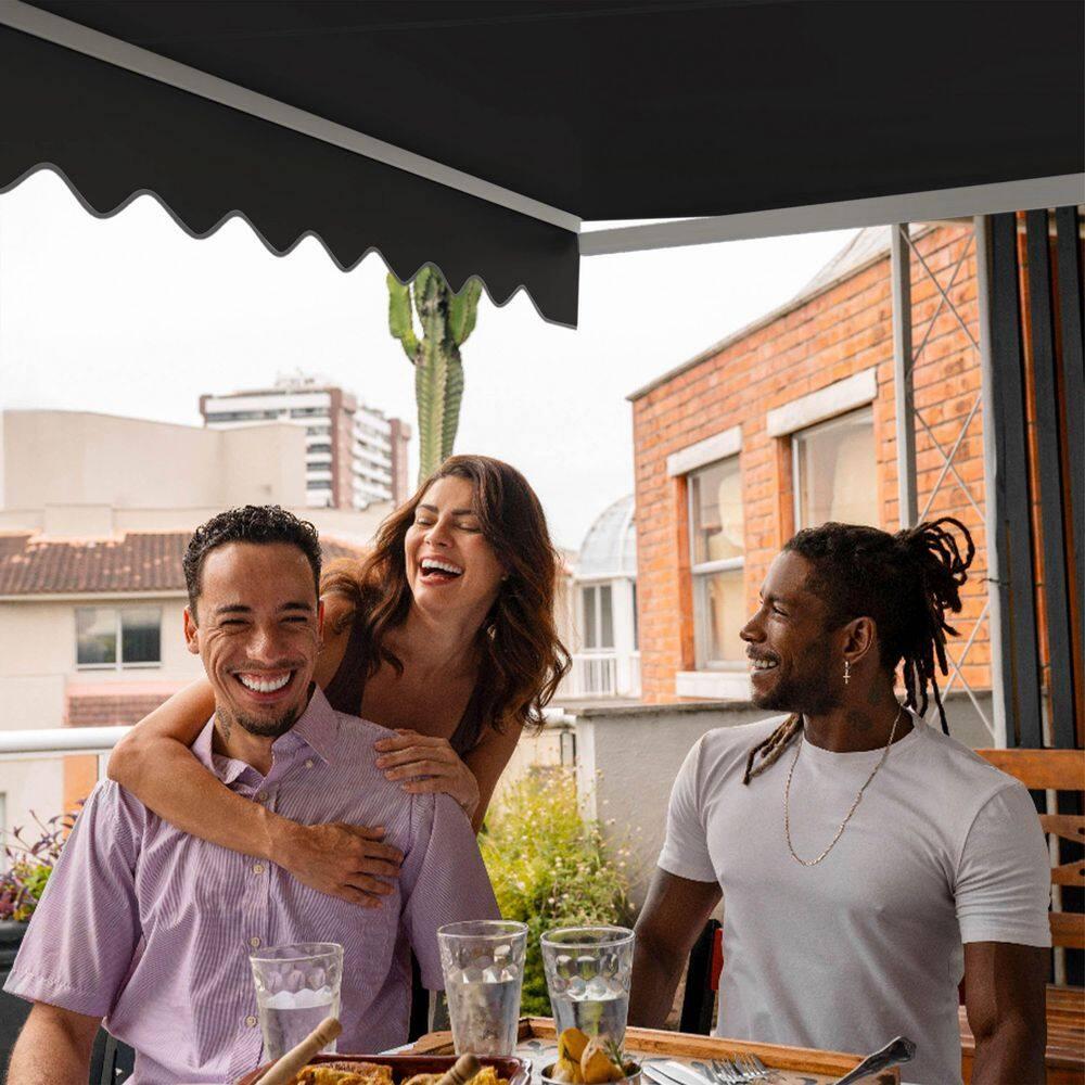 Motorized Retractable White Frame Patio Awning