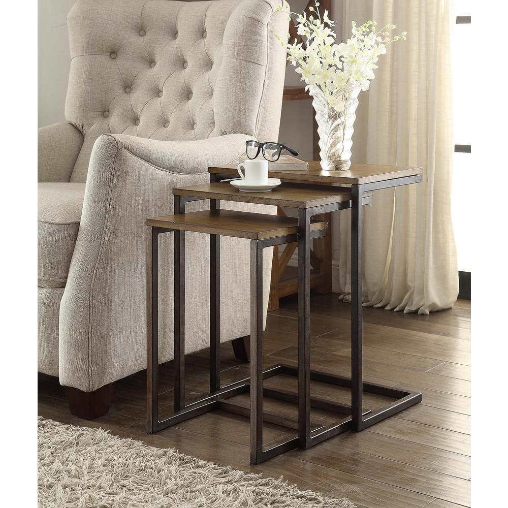 Carolina Living Caroline Nesting Table Set - Harvest Oak/Aged Iron and Table